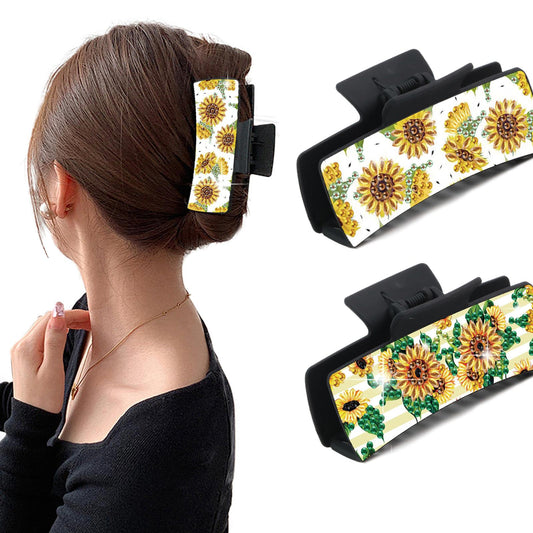 2Pcs Sunflower DIY Diamond Hair Claw Clips Making Kit for Women Ladies Girls