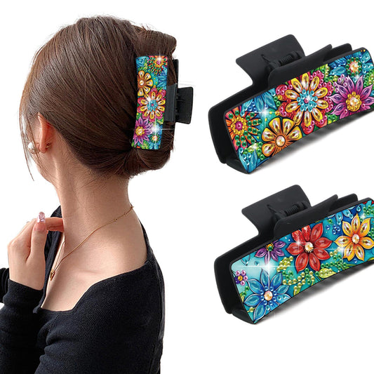 2Pcs Flowers DIY Diamond Hair Claw Clips Making Kit for Women Ladies Girls