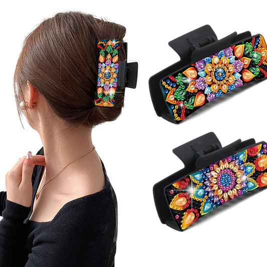 2Pcs Mandala DIY Diamond Hair Claw Clips Making Kit for Women Ladies Girls