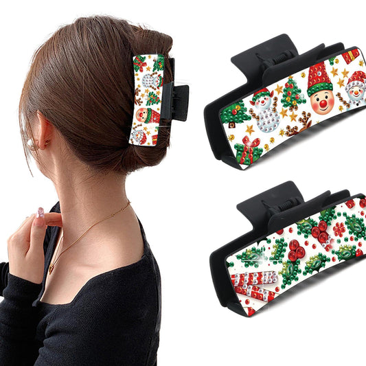 2Pcs Christmas DIY Diamond Hair Claw Clips Making Kit for Women Ladies Girls