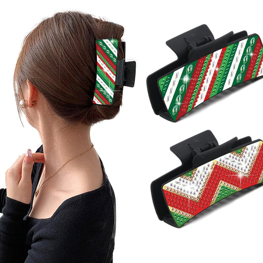 2Pcs Christmas DIY Diamond Hair Claw Clips Making Kit for Women Ladies Girls