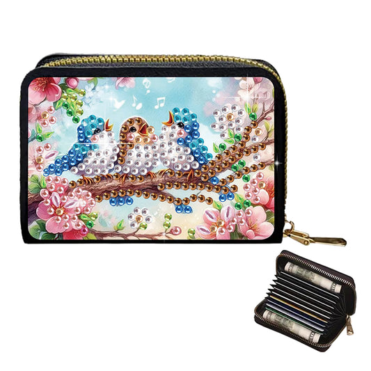 2pcs Cardinal Bluebird Pattern Diamond Painting Fashion Card Holder Coin Purse