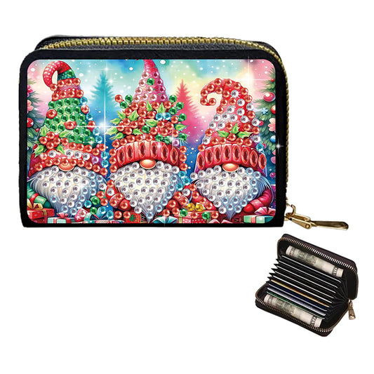 2pcs Tree House Gnome Pattern Diamond Painting Fashion Card Holder Coin Purse