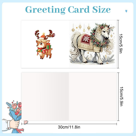 6PCS DIY Diamond Art Greeting Cards Christmas Animal Congratulations Cards Gift