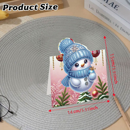 8PCS DIY Diamond Art Greeting Cards Xmas Congratulations Cards Gifts (Snowman)