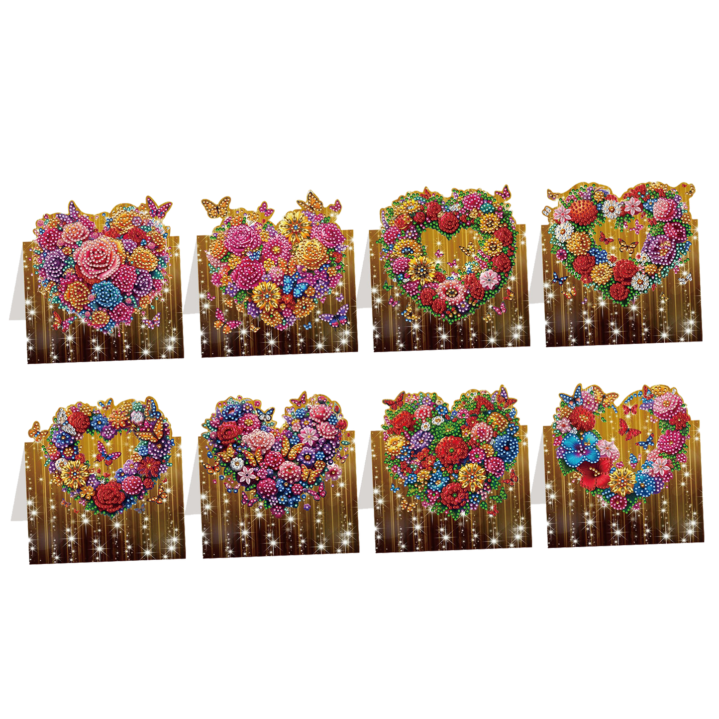 8PCS DIY Diamond Art Greeting Cards Xmas Congratulations Cards Gifts (Heart)