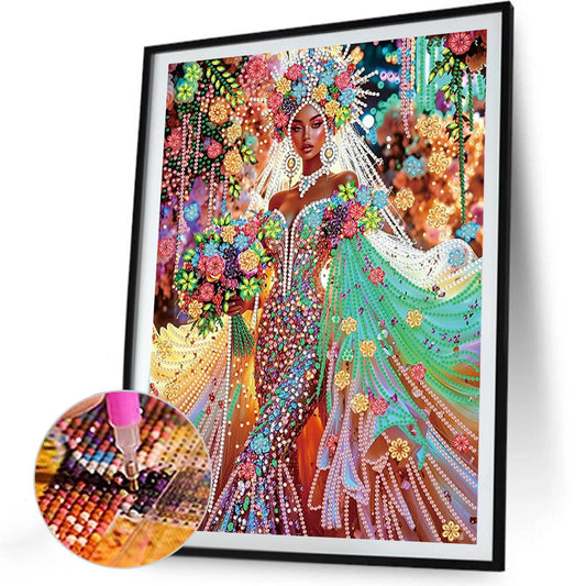 Flower Dress Beauty - Special Shaped Drill Diamond Painting 30*40CM