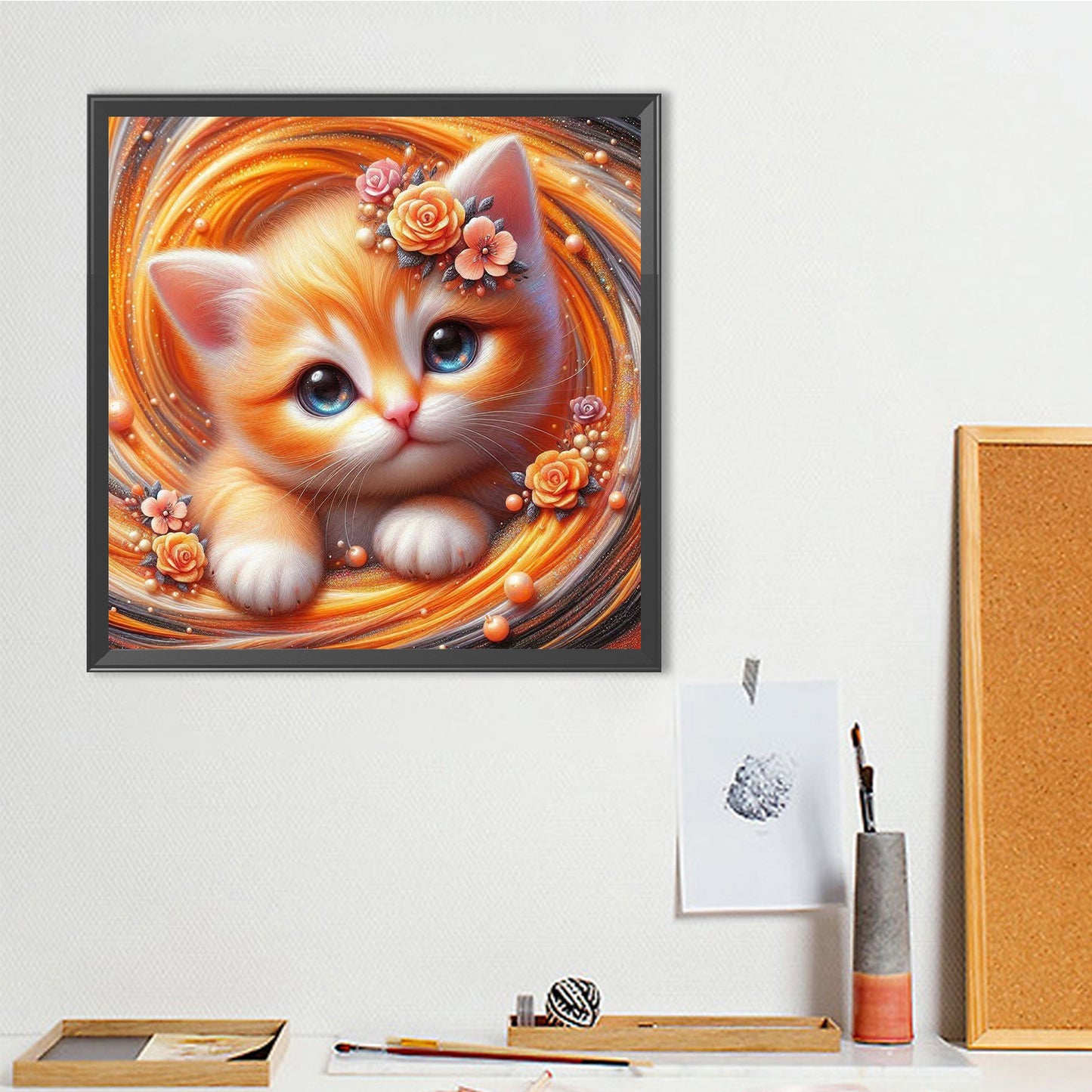 Cat - Full Round Drill Diamond Painting 40*40CM