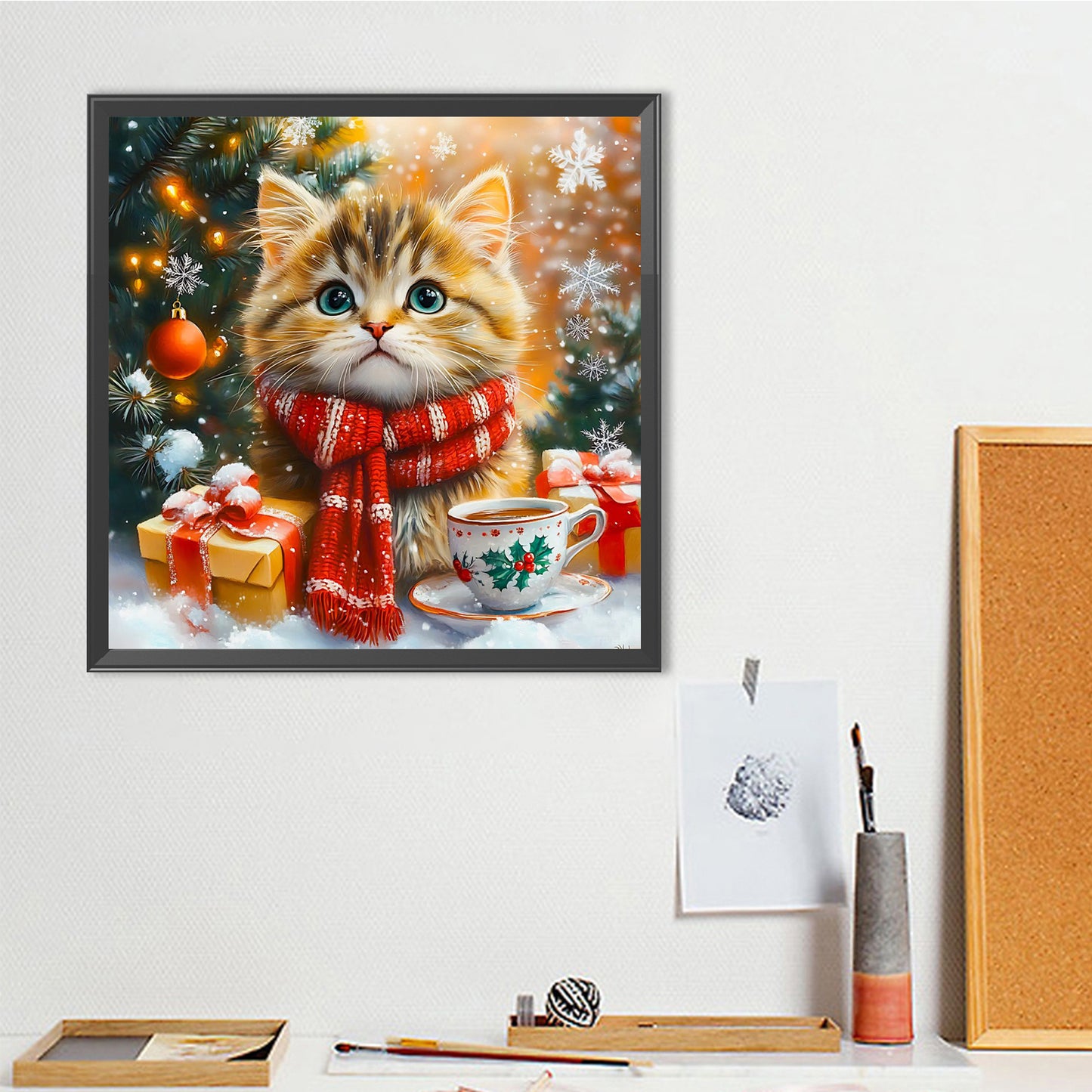 Winter Cat - Full Round Drill Diamond Painting 40*40CM