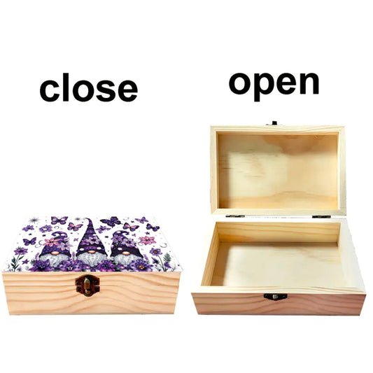 5D DIY Diamond Painting Handmade Wood Storage Box Crystal Storage Case (Gnome)