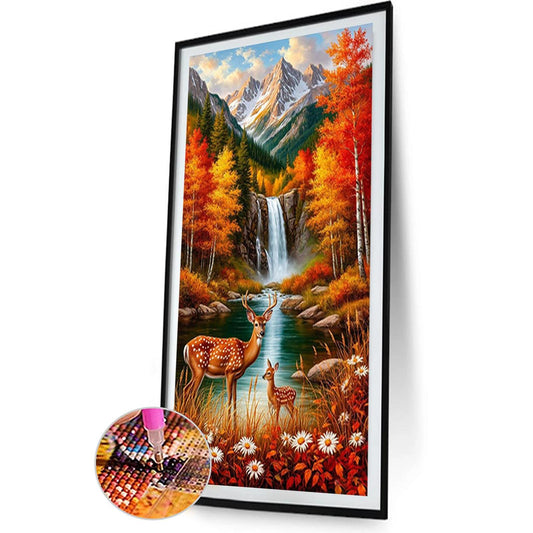 Autumn Reindeer - Full Round Drill Diamond Painting 40*70CM