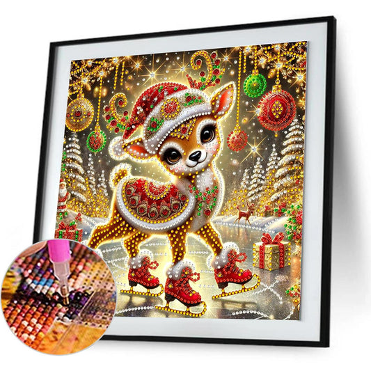Christmas Fawn - Special Shaped Drill Diamond Painting 30*30CM