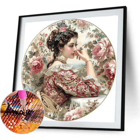 Vintage Girl - Full Round Drill Diamond Painting 40*40CM