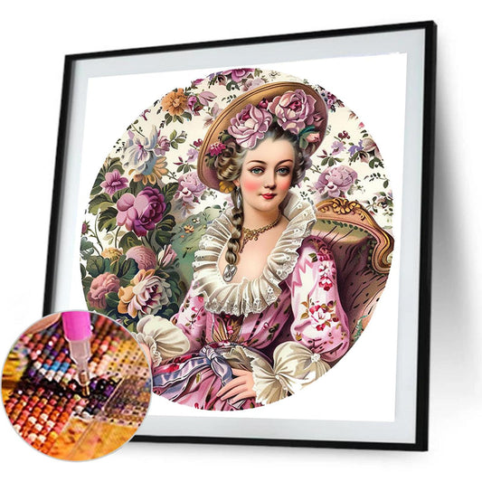 Vintage Girl - Full Round Drill Diamond Painting 40*40CM