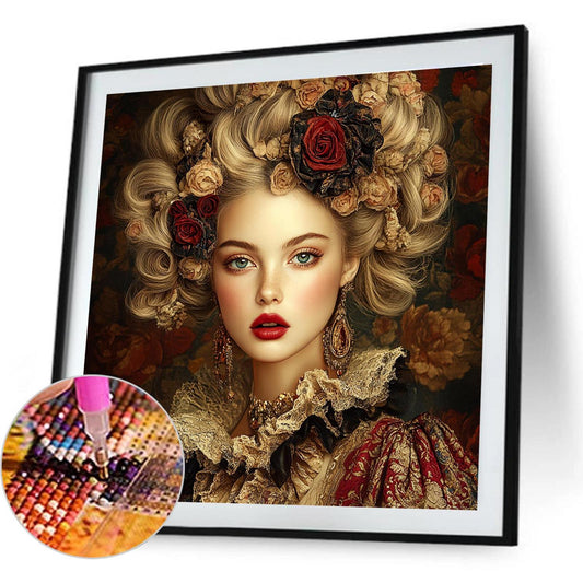 Vintage Girl - Full Round Drill Diamond Painting 40*40CM