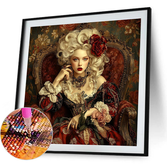 Vintage Girl - Full Round Drill Diamond Painting 40*40CM