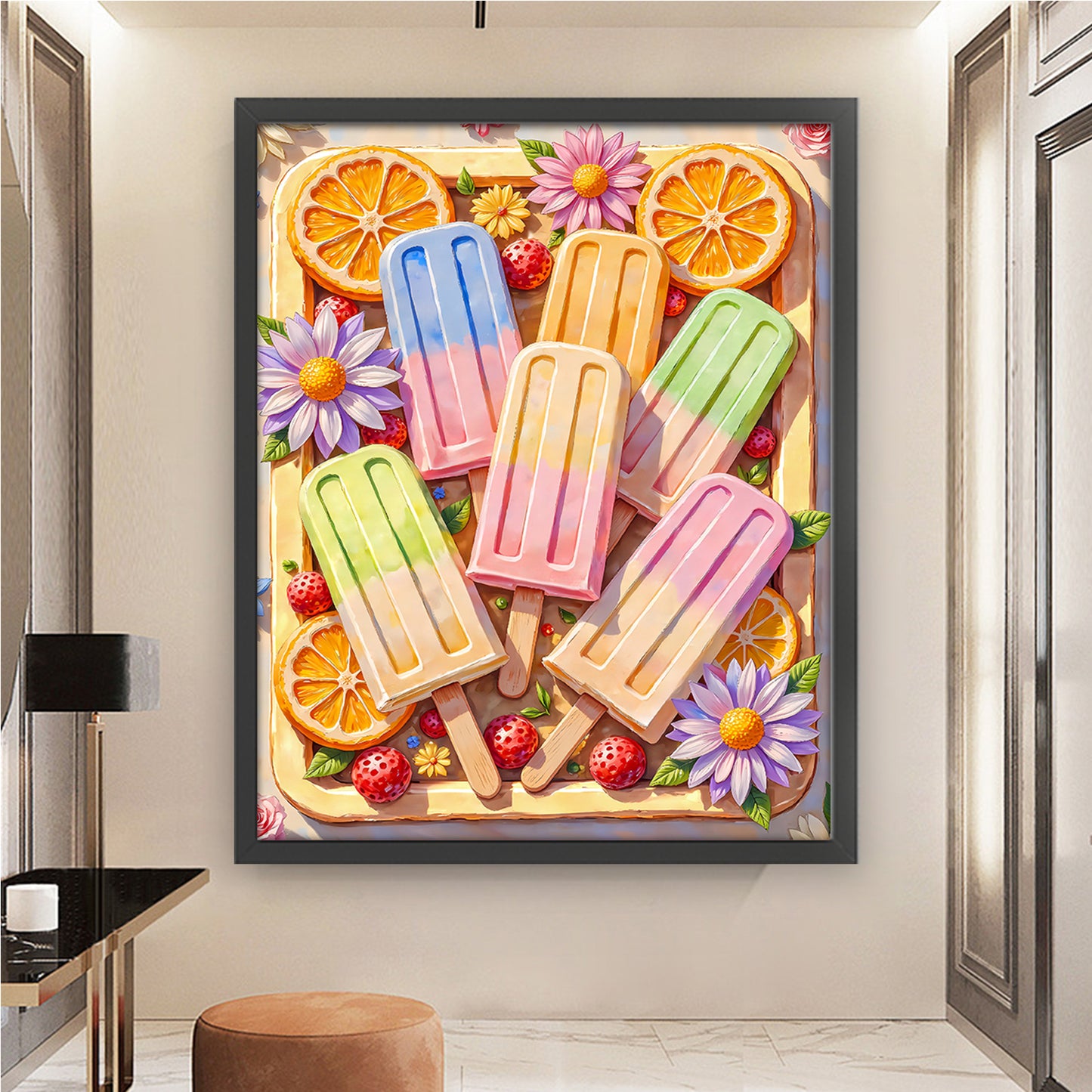 Fruit Rainbow Popsicle - 11CT Stamped Cross Stitch 60*75CM (Brand)