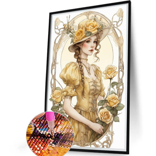 Vintage Girl - Full Round Drill Diamond Painting 40*60CM