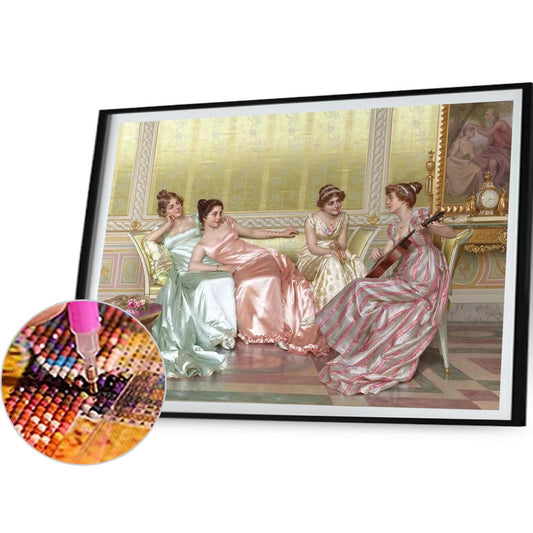 Vintage Girl - Full Round Drill Diamond Painting 50*40CM