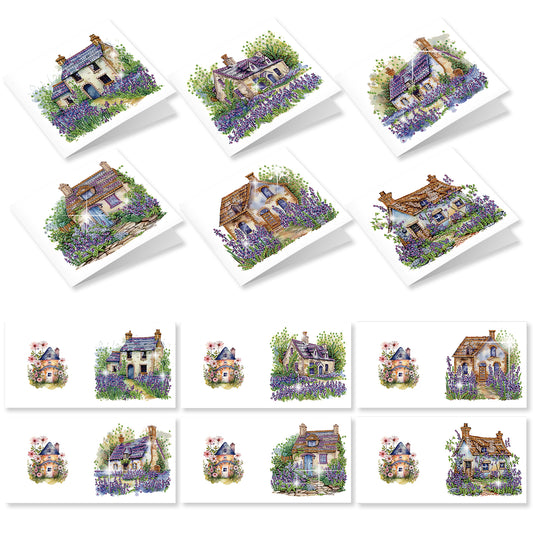 12Pcs Lavender DIY Diamond Painting Greeting Cards for Adult Holiday Gifts