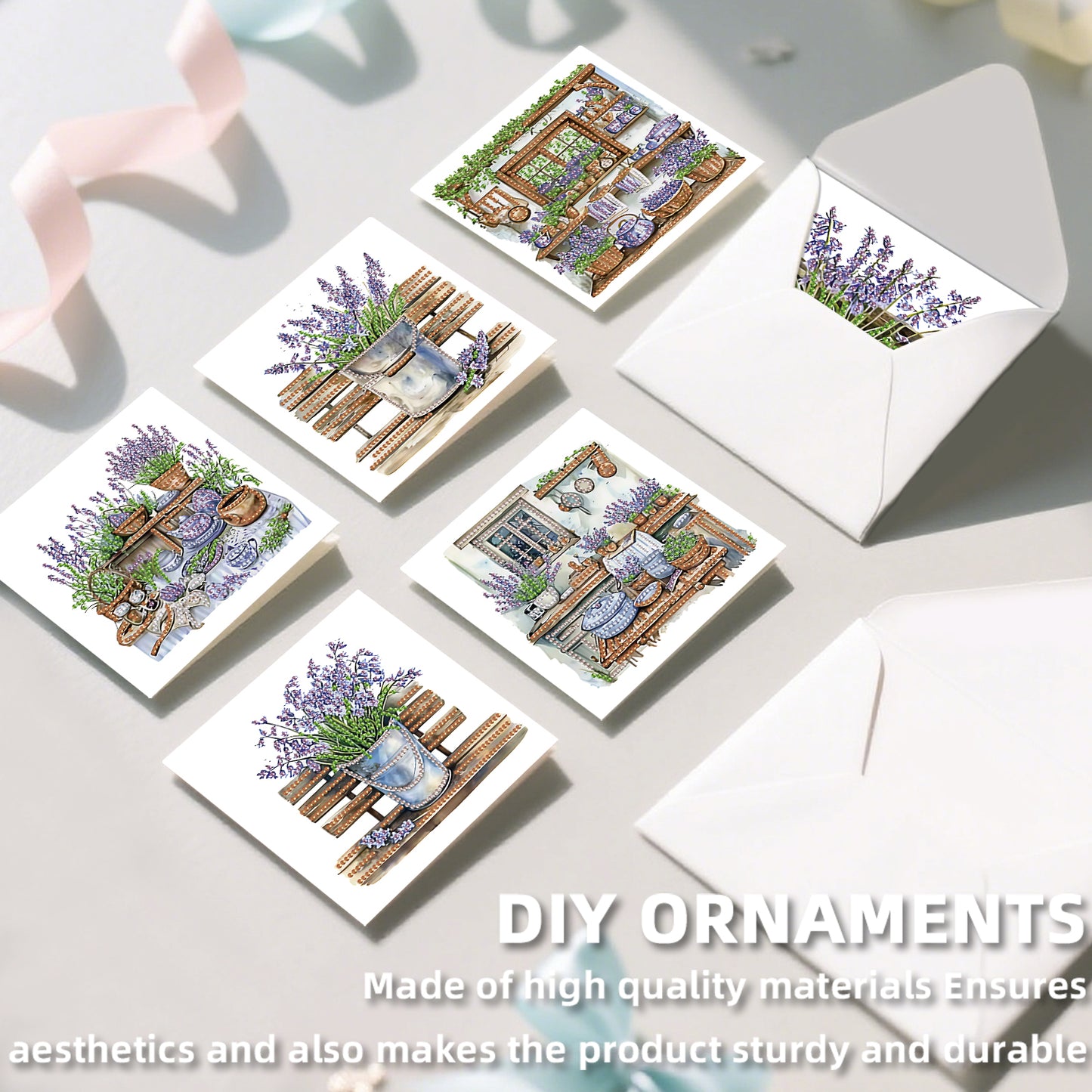 12Pcs Lavender DIY Diamond Painting Greeting Cards for Adult Holiday Gifts