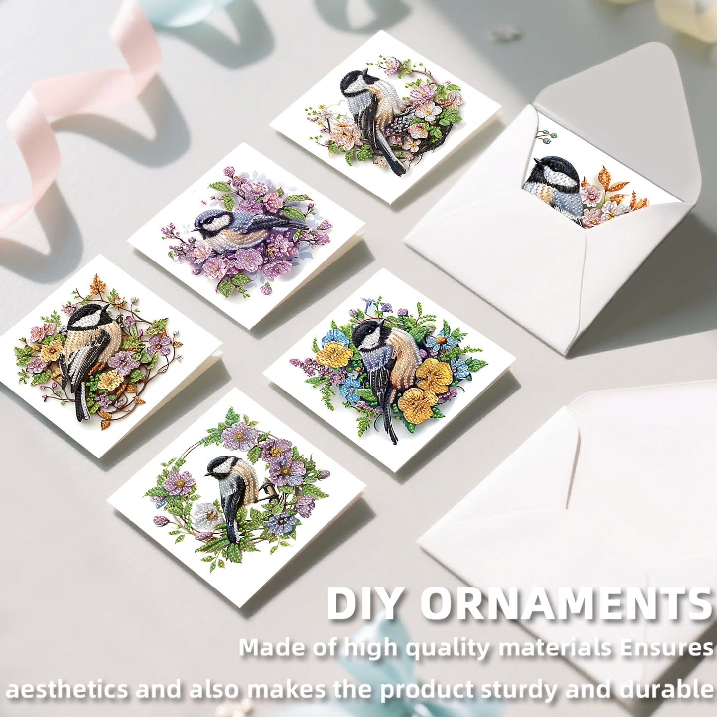 12Pcs Bluebird DIY Diamond Painting Greeting Cards for Adult Holiday Gifts