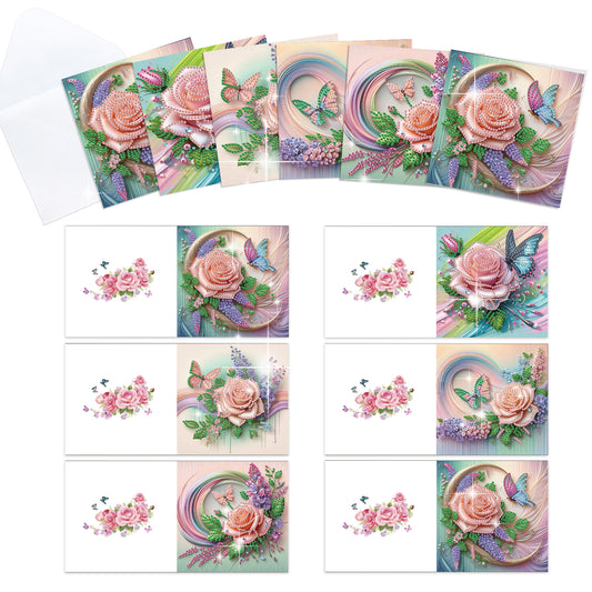 12Pcs Romantic Bouquet DIY Diamond Painting Greeting Cards for Adults Gifts