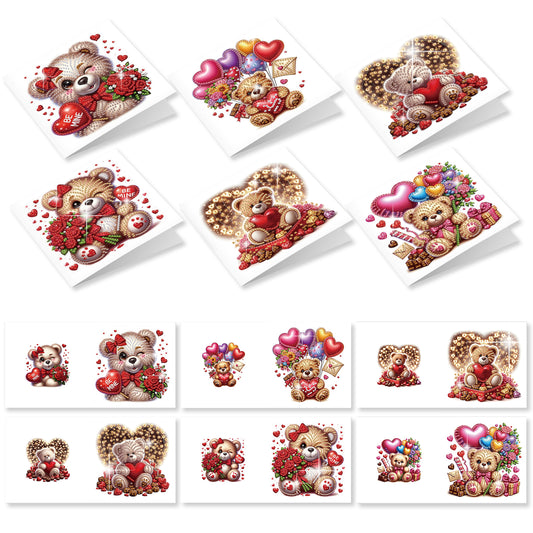 12Pcs Valentines Bear Dog DIY Diamond Painting Greeting Cards for Adults Gifts