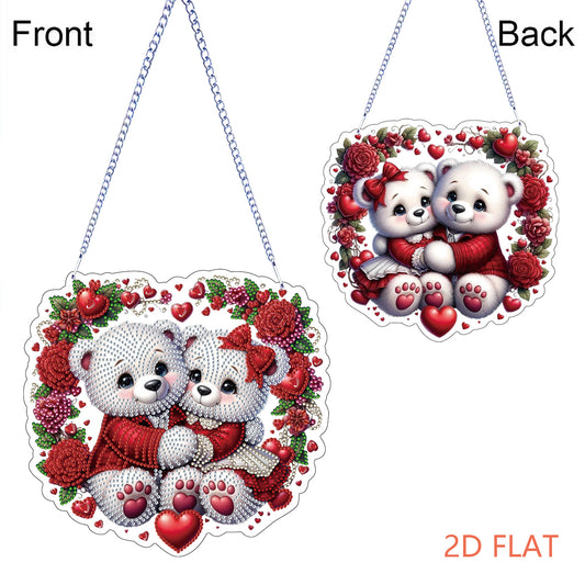 Valentine Day 2D Flat DIY Diamond Art Pendant Diamond Painting Crafts Set (Bear)