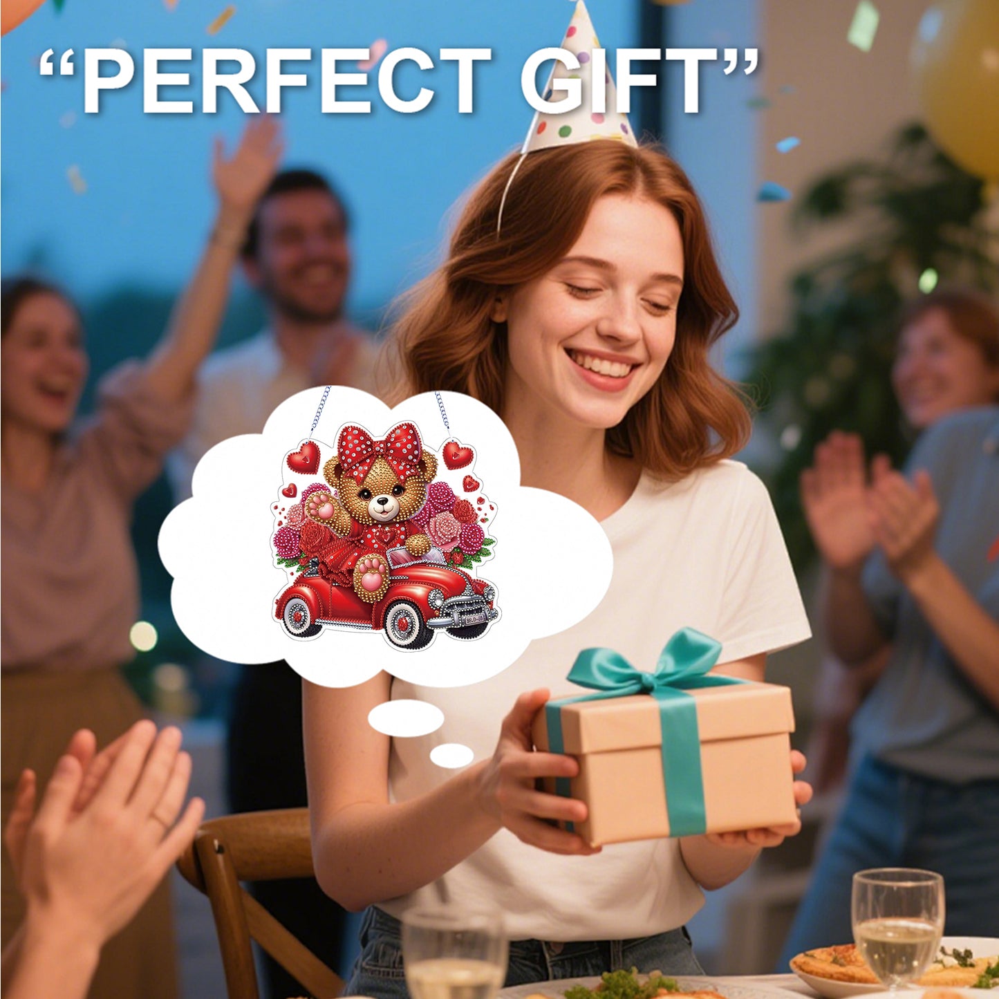 Valentine Day 2D Flat DIY Diamond Art Pendant Diamond Painting Crafts Set (Bear)