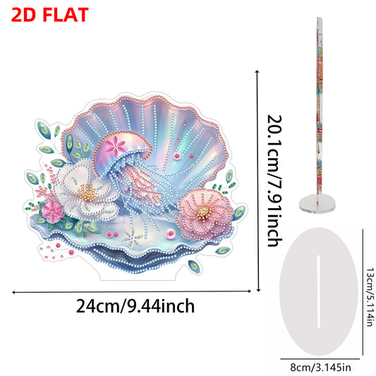Shells Flower DIY 2D Flat Acrylic Diamond Painting Desktop Ornaments Kit 24*22cm