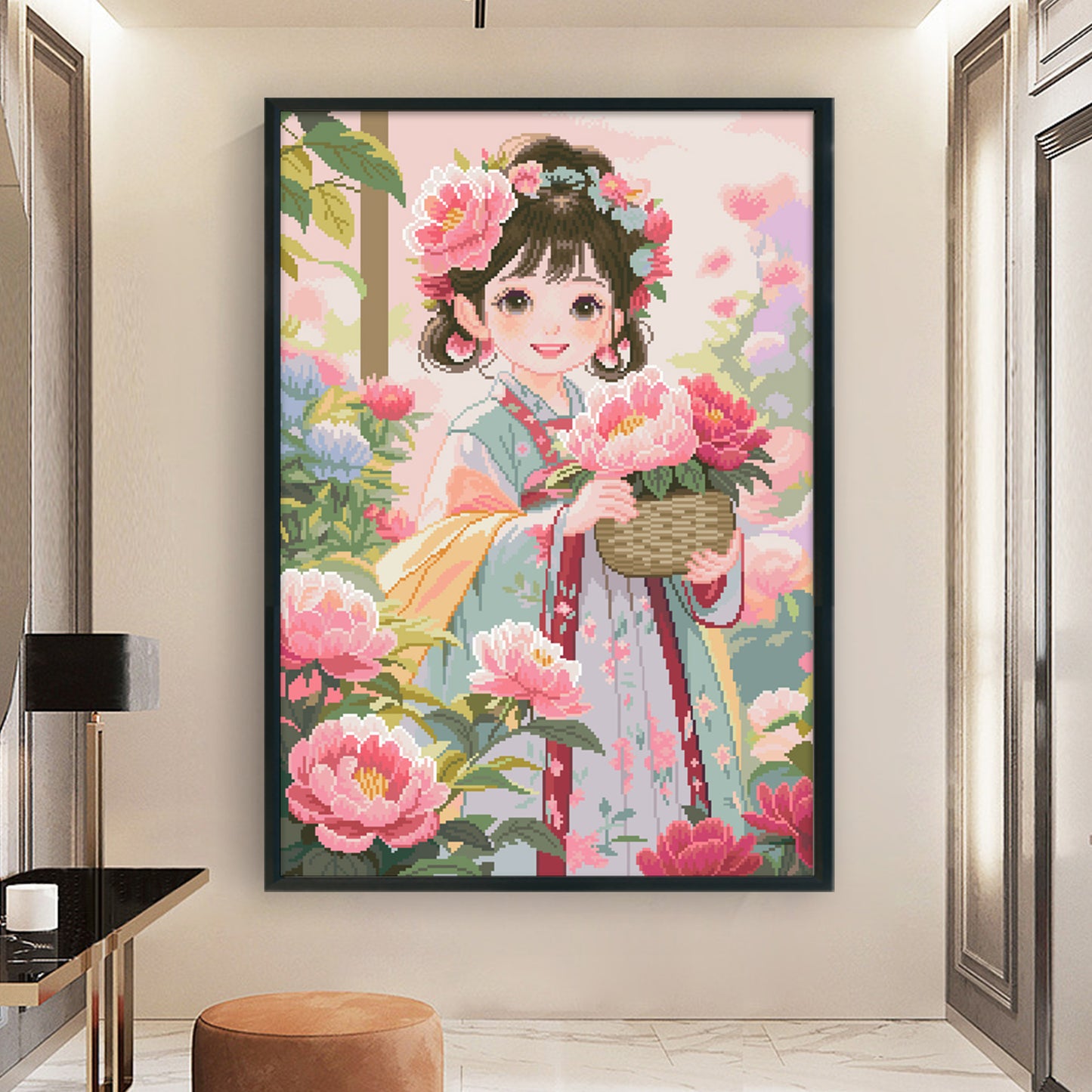 Ancient Style Girl - 11CT Stamped Cross Stitch 50*70CM (Mona Lisa Brand)