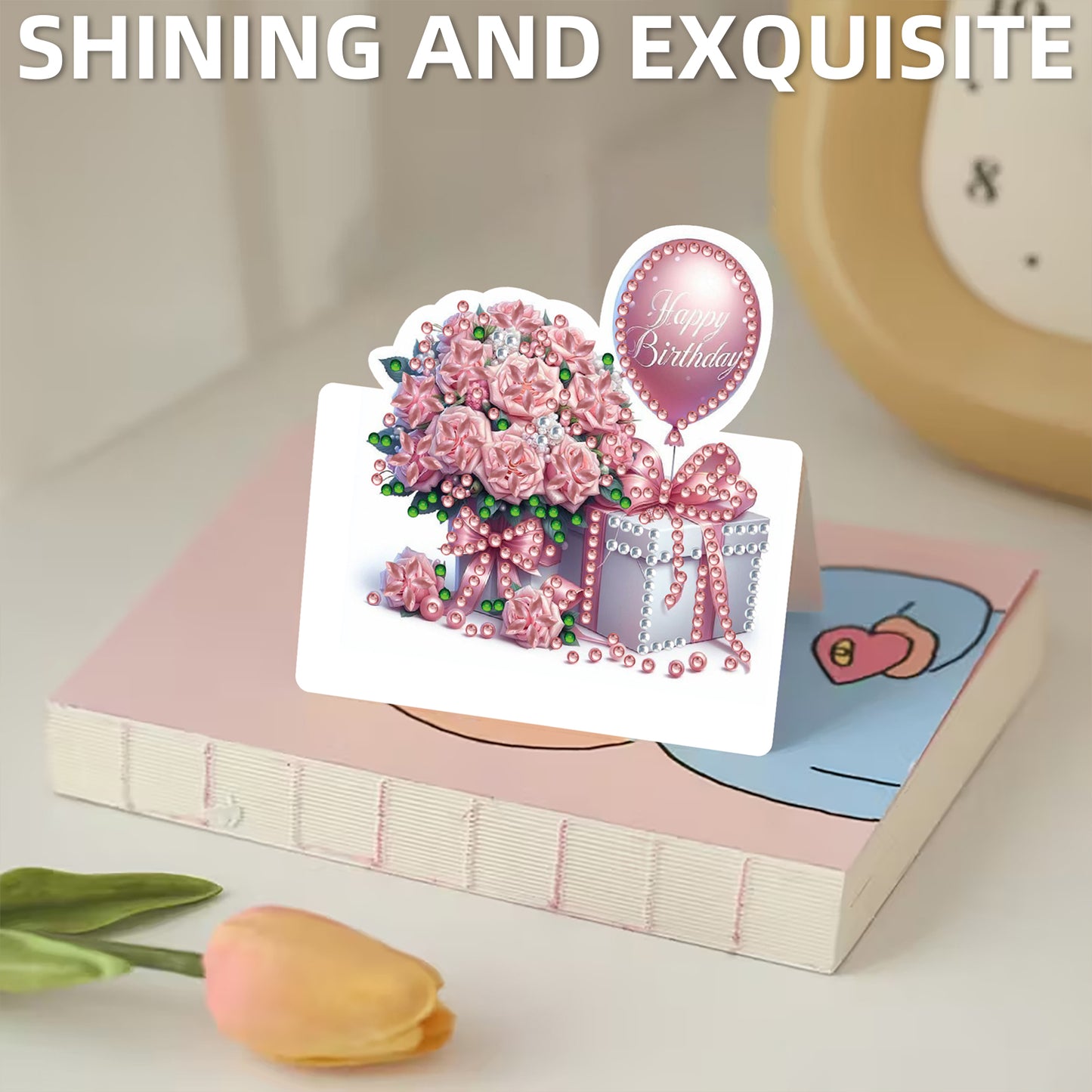 6 Packs Birthday DIY Diamond Painting Greeting Card Kit for Adults Holiday Gifts