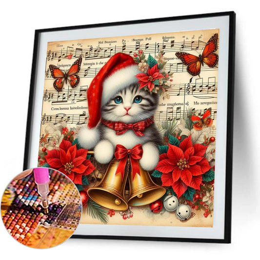 Christmas Cat - Full Round Drill Diamond Painting 40*40CM