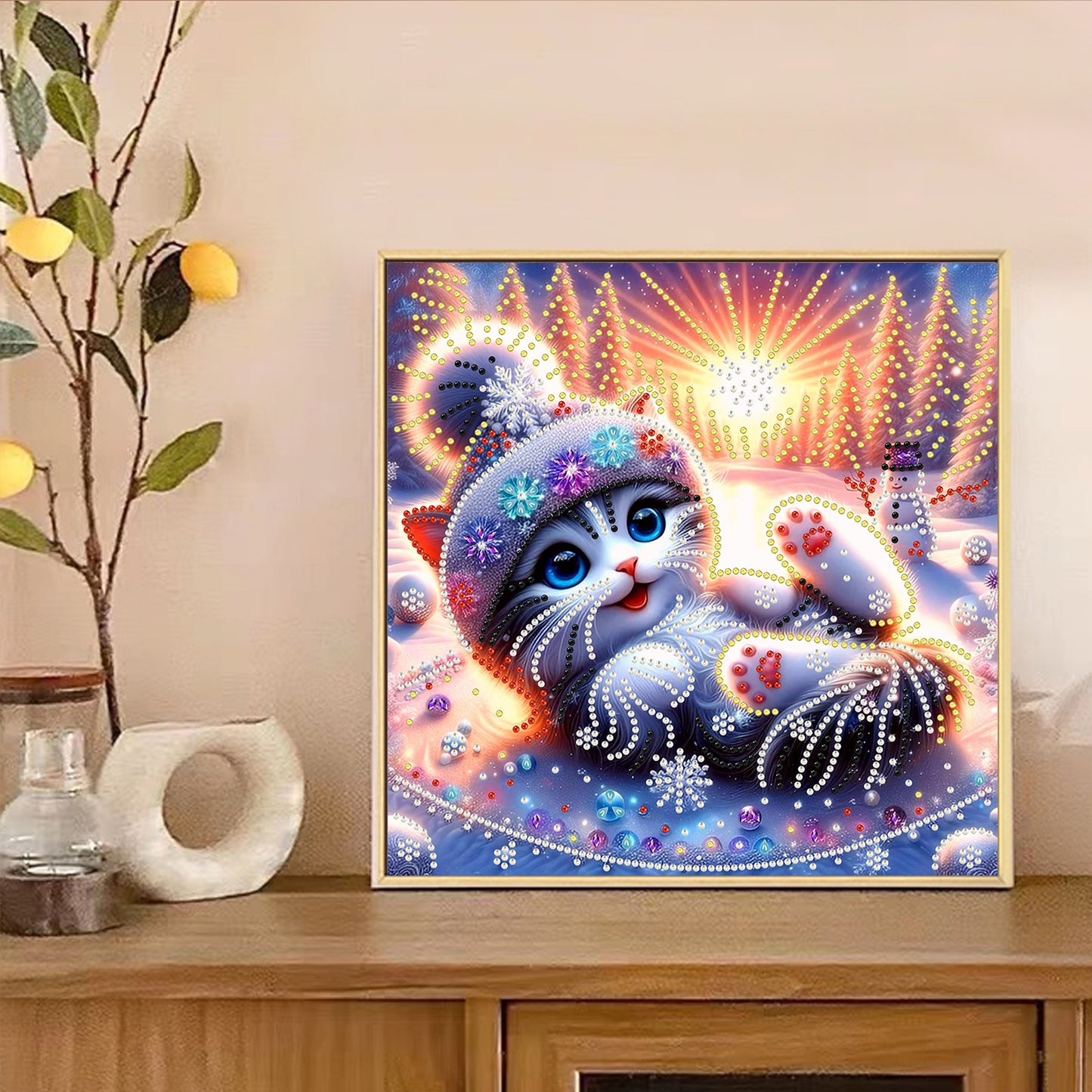 Snowy Cat - Special Shaped Drill Diamond Painting 30*30CM