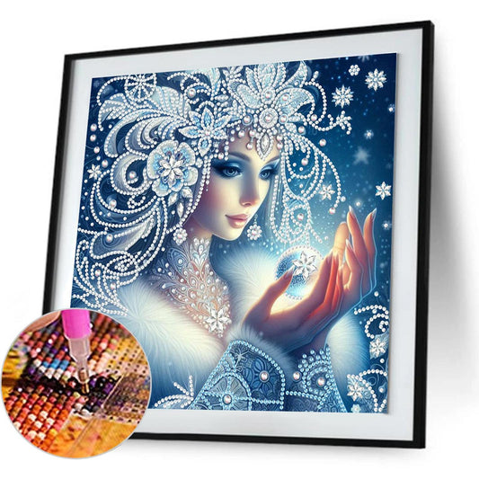 Enchanting Snowy Woman - Special Shaped Drill Diamond Painting 30*30CM