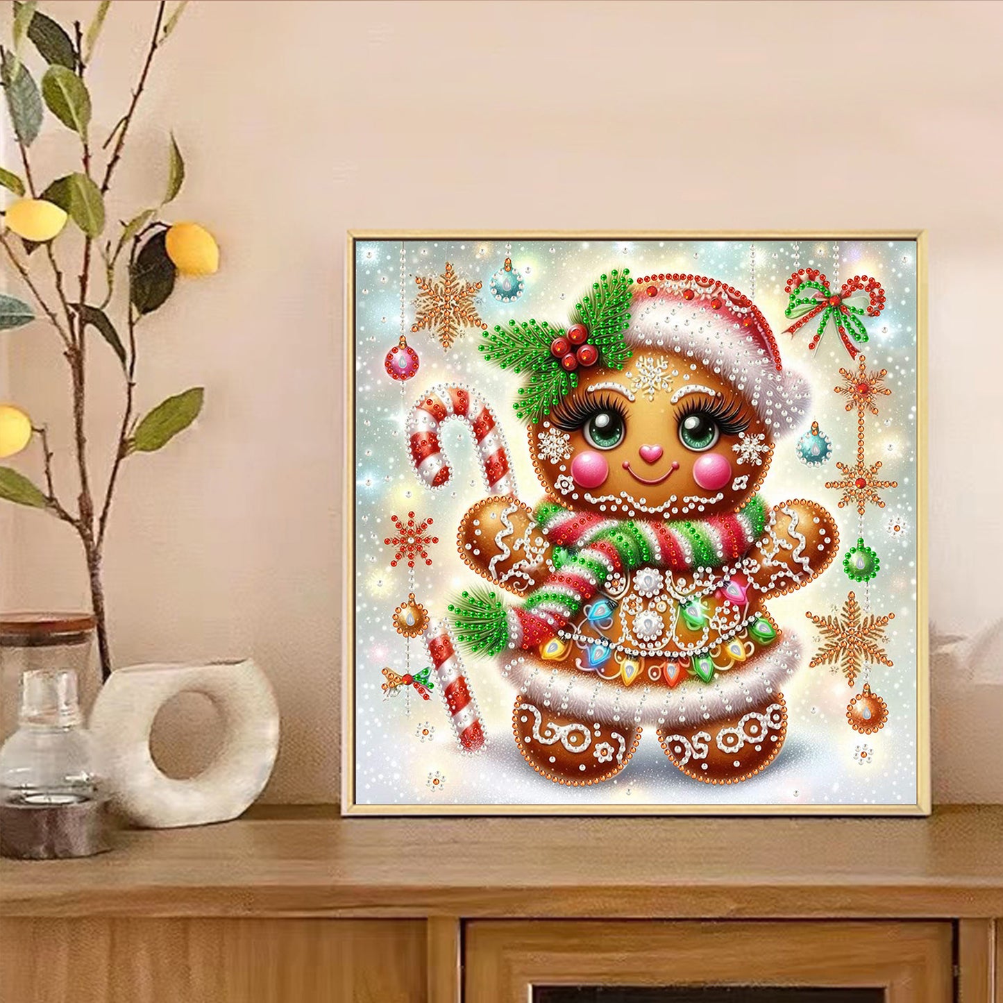Snowy Gingerbread Man - Special Shaped Drill Diamond Painting 30*30CM