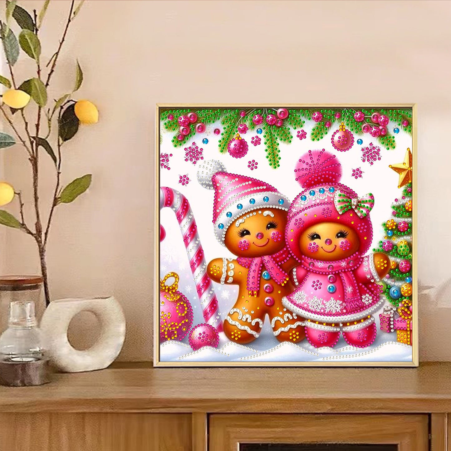 Snowy Gingerbread Man - Special Shaped Drill Diamond Painting 30*30CM