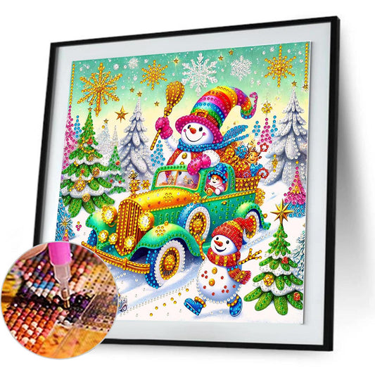 Snowy Snowman - Special Shaped Drill Diamond Painting 30*30CM