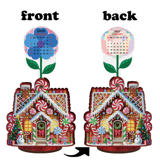 2026-2027 House Wooden DIY 5D Diamond Painting Calendar for Home Office Decor