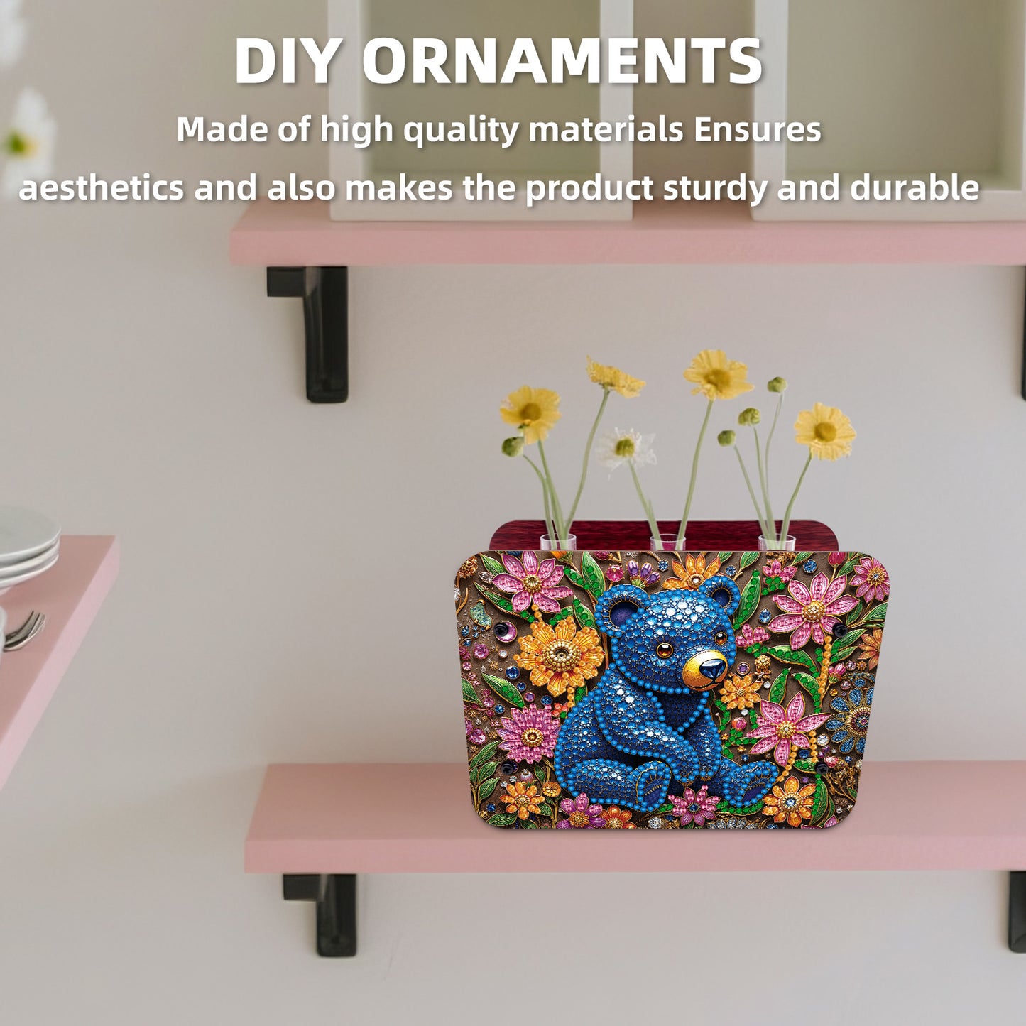 Gem Bear DIY Diamond Painting Wooden Tube Vase for Adults Gift Idea Home Decor