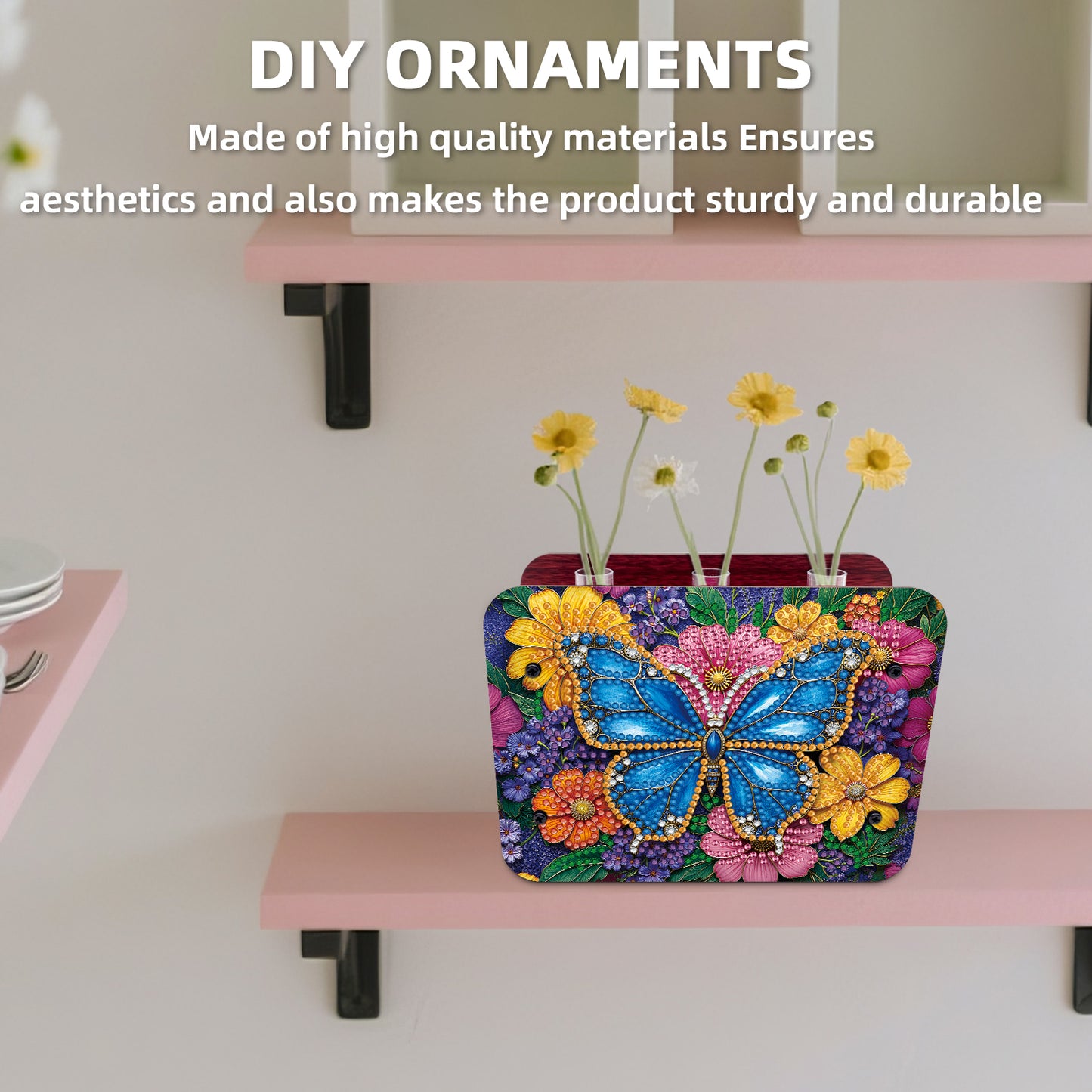 Gem Butterfly DIY Diamond Painting Wooden Tube Vase for Adults Gift Home Decor