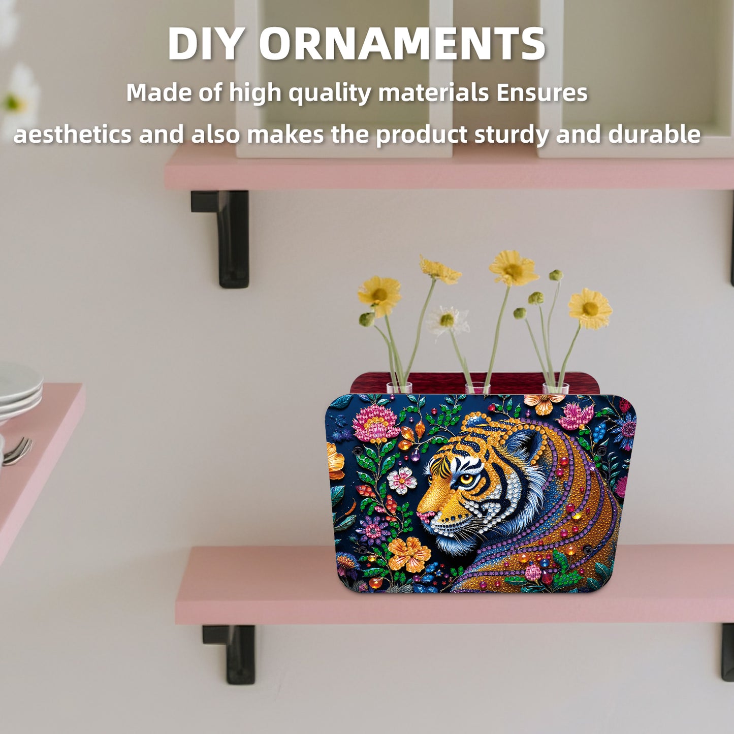 Gem Tiger DIY Diamond Painting Wooden Tube Vase for Adults Gift Idea Home Decor