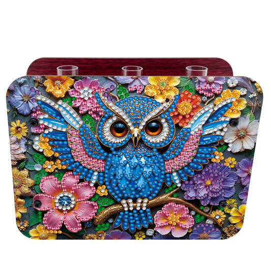 Gem Owl DIY Diamond Painting Wooden Tube Vase for Adults Gift Idea Home Decor
