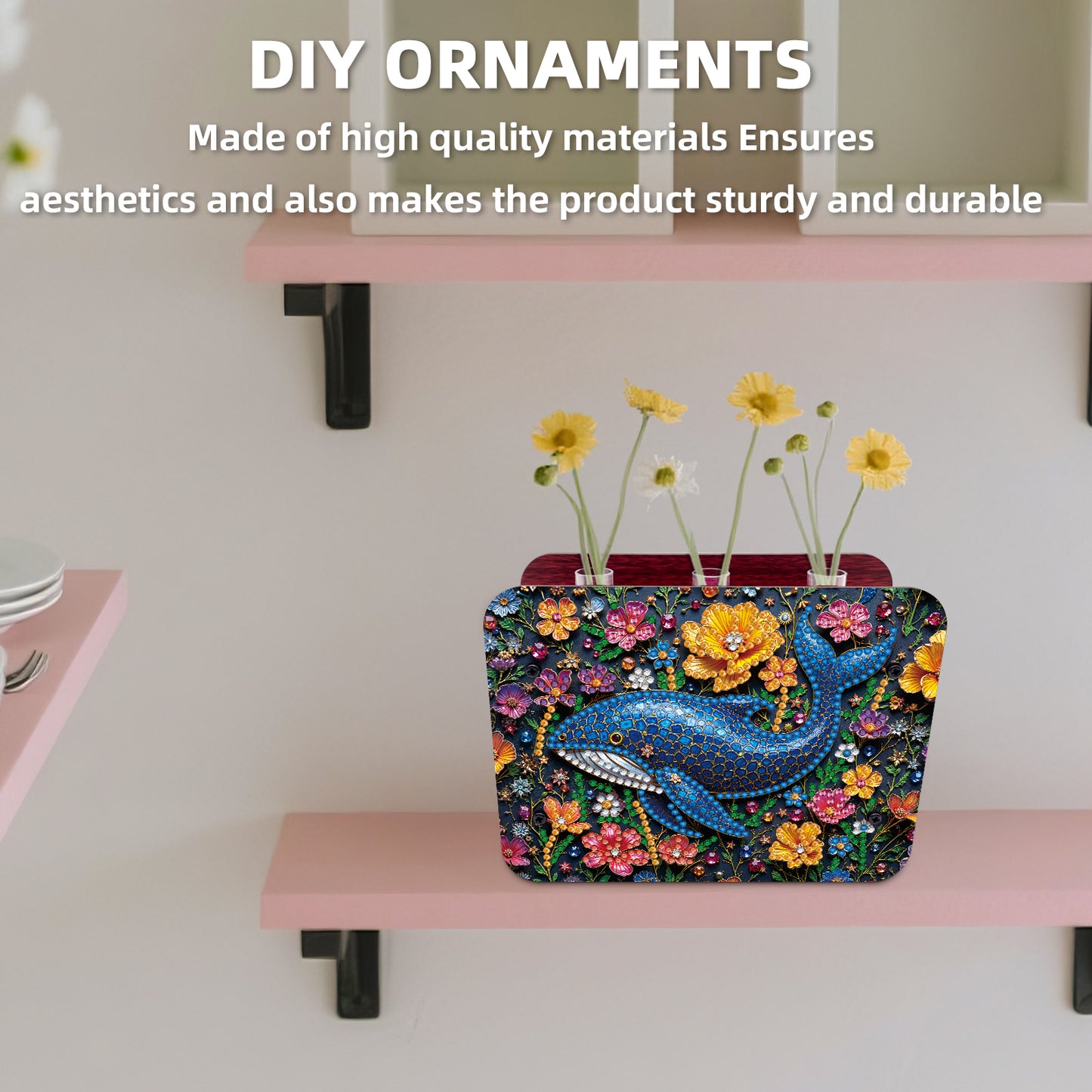 Gem Dolphin DIY Diamond Painting Wooden Tube Vase for Adults Gift Home Decor