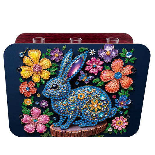Gem Rabbit DIY Diamond Painting Wooden Tube Vase for Adults Gift Idea Home Decor