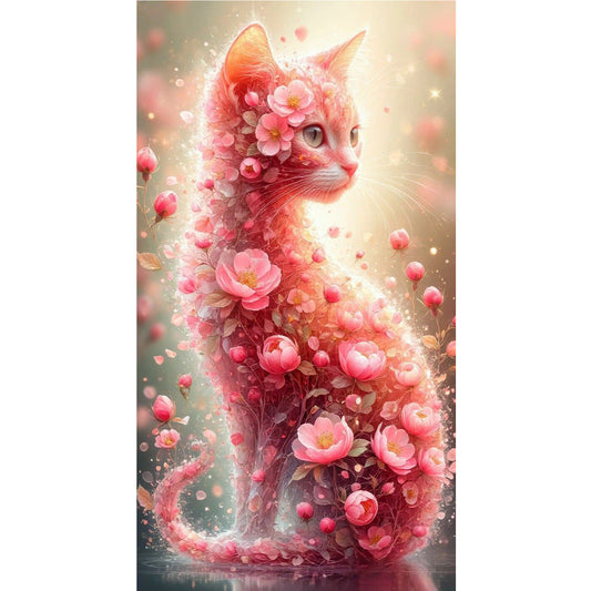 Flowers And Cats - Full Round Drill Diamond Painting 40*70CM
