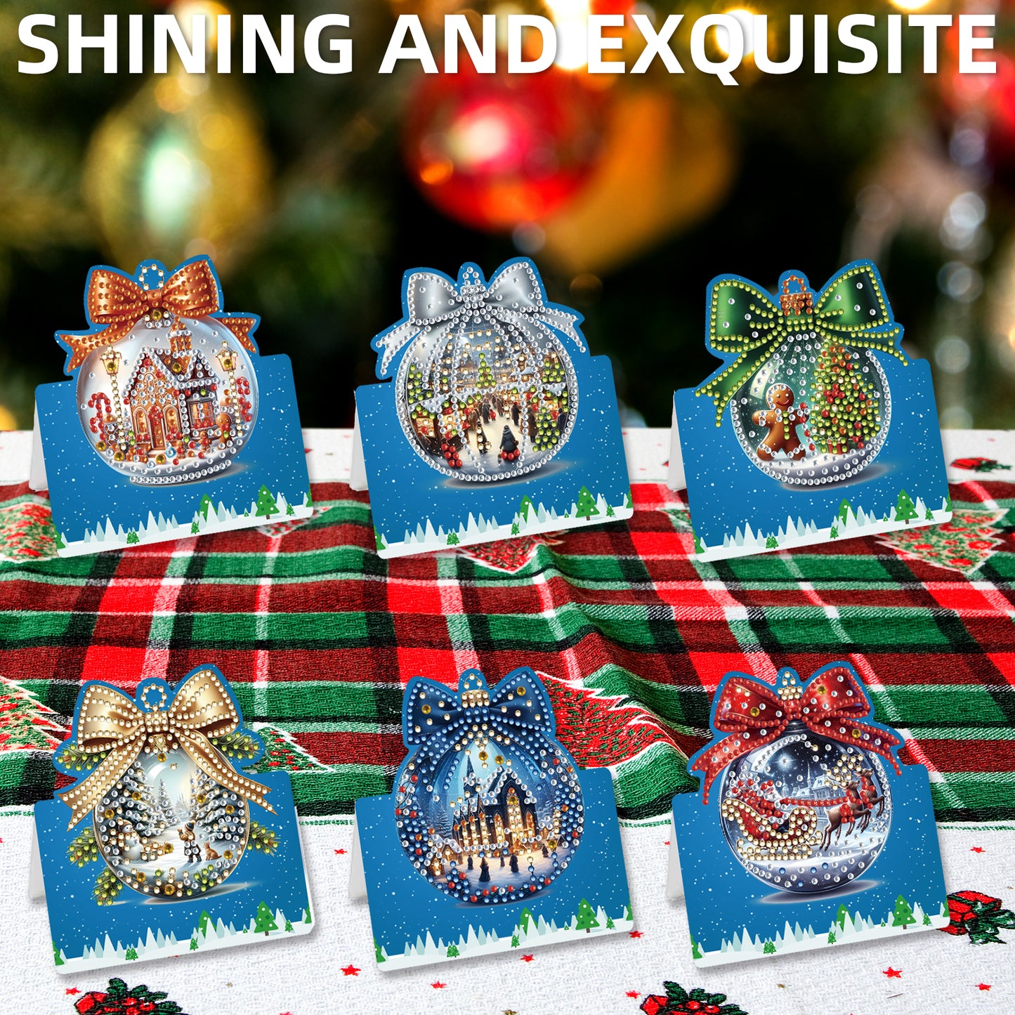6 Packs Christmas Ball DIY Diamond Painting Greeting Cards for Adults Gifts