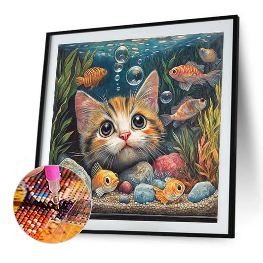 Kitten In Front Of The Water Tank - Full Round Drill Diamond Painting 40*40CM