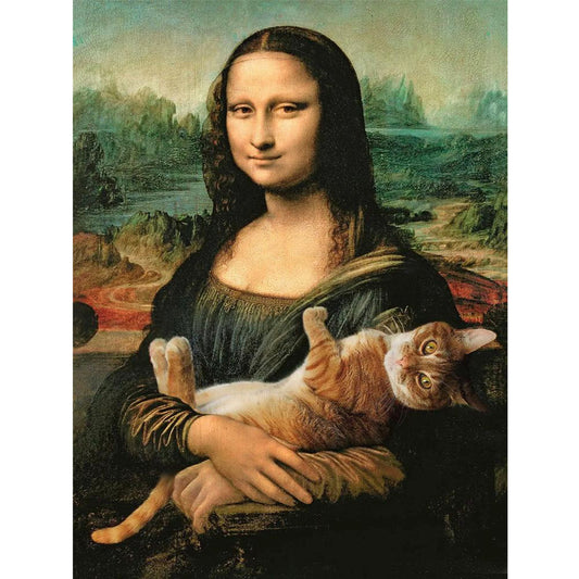 Mona Lisa And Cat - 14CT Stamped Cross Stitch 45*60CM (Mona Lisa Brand)